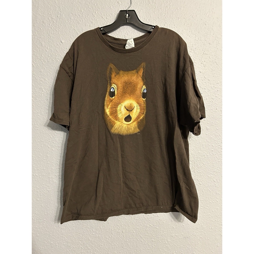 Vintage Graphic T Shirt Squirrel Delta Pro-weight Tag Brown 2XL